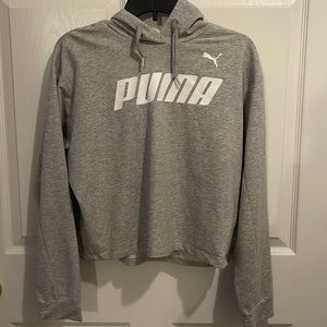 Grey and White puma cropped long sleeve shirt